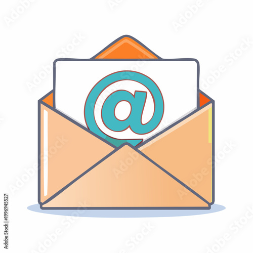 Email icon with at symbol inside an open envelope