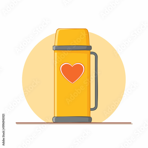 Yellow Thermos with Heart Icon