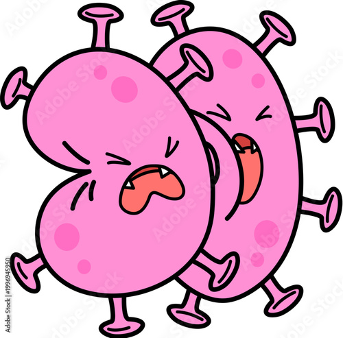Pink cartoon virus  is crying