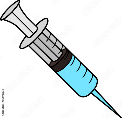 Syringe with blue liquid
