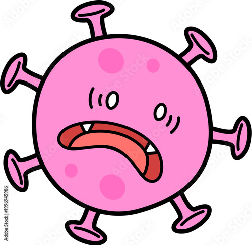 Pink cartoon virus  is crying