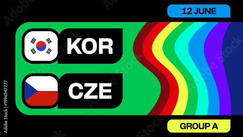 Vibrant Football 2026 Tournament Match Announcement for an exciting Football 2026 Qualifier between Korea and Czech Republic.