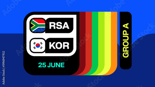 Dynamic Football 2026 Tournament Match Announcement for RSA vs KOR in Group A.
