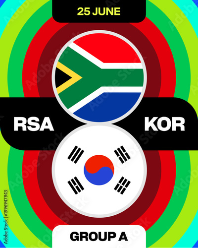 Colorful Football Tournament Match Announcement South Africa vs South Korea in 2026 Group Stage