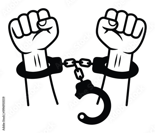 Two Fists Chained Together, Symbolizing Struggle and Freedom