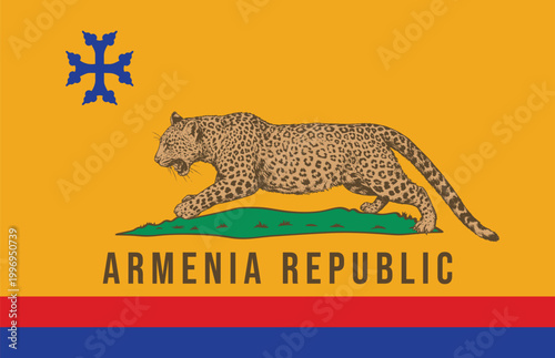 Armenia Republic Alternative Flag Caucasian Leopard Vintage Illustration