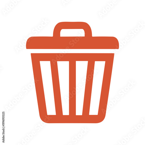 Orange trash can with handle.