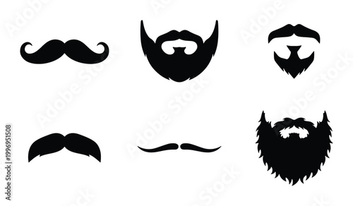 Photos Black Vector Facial Hair Icons: Moustaches, Goatees, Full Beards, Stylized Beard