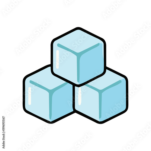 Three Ice Cubes Stacked Together.