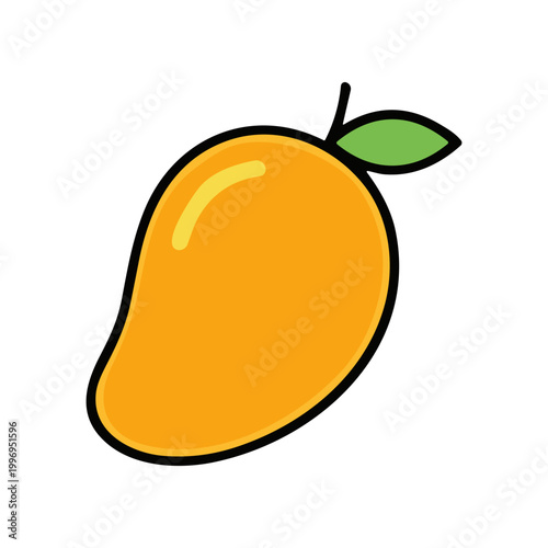Fresh orange fruit with green leaf.