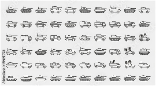 Collection of various tank illustrations, showcasing diverse military vehicle designs and styles.