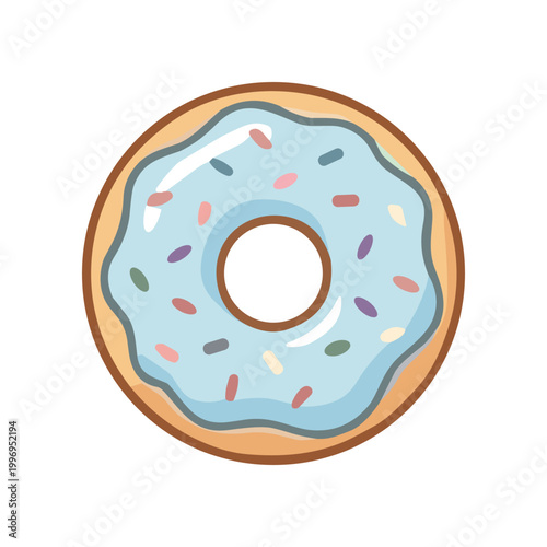 Donut with blue frosting and sprinkles.