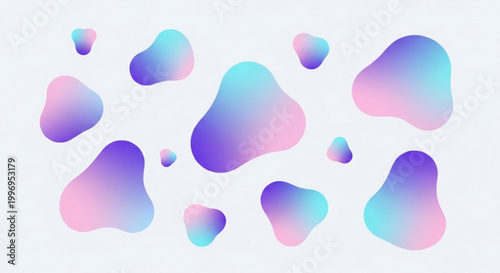A colorful abstract vector graphic featuring pastel-colored blobs on a white background