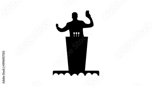 Political candidate online, black isolated silhouette