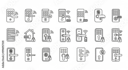 Collection of smart door locks with various designs and features for home security.