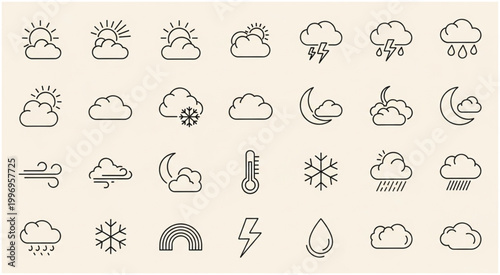 Weather Icons Collection - A Comprehensive Set of Meteorological Symbols.