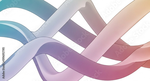 A colorful, abstract vector graphic of intertwined ribbons in a pastel color palette