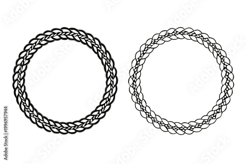 Two circular braided structures displayed against a dark background