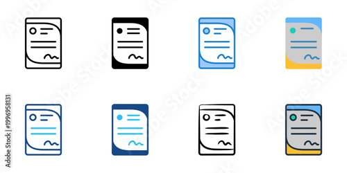 Letterhead icons set multiple style collection. Editable stroke 
