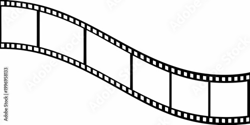 A black and white illustration of a classic film strip ribbon