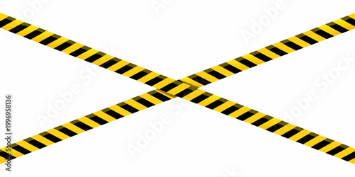 Caution tape forming an x shape against a white background