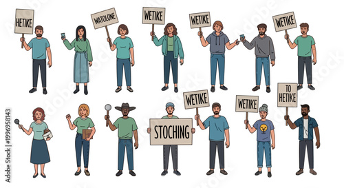 Diverse group of people protesting with signs.