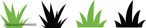 Abstract grass blade silhouettes green and black nature design vector Illustration.