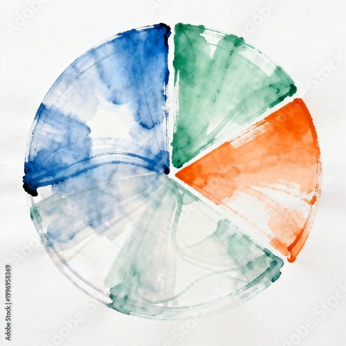 Watercolor Abstract Pie Chart with Color Segments
