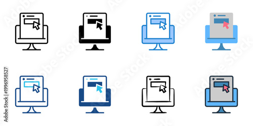 Website header icons set multiple style collection. Editable stroke 
