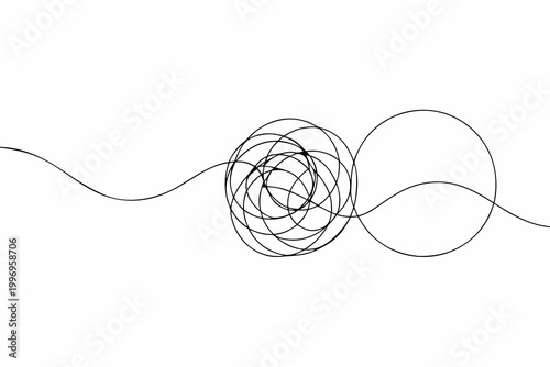 Abstract black lines forming a tangled swirling and chaotic design