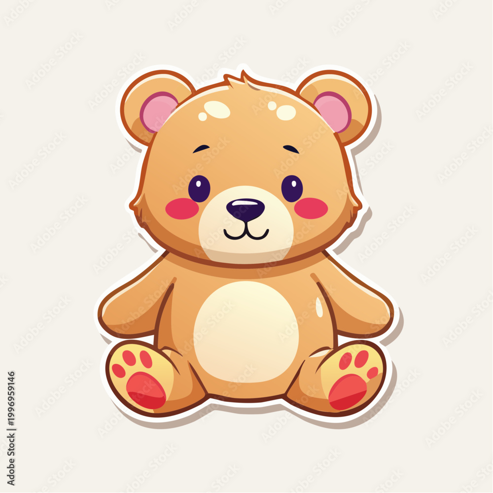 Obraz premium Cute Cartoon Teddy Bear Sticker