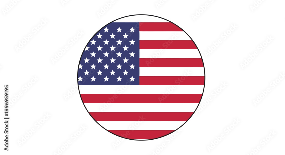 Fototapeta premium United States of America flag icon in a circle representing patriotism and national pride