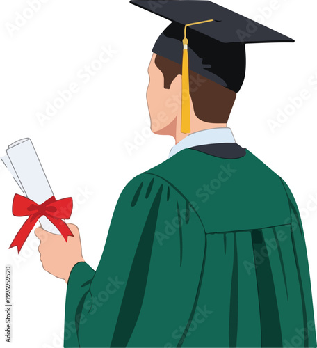 Young Man Holding Diploma.