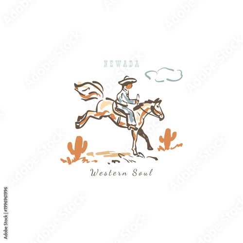 Cowboy in desert pattern