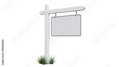 Real estate for sale sign with blank white board on front yard Vector