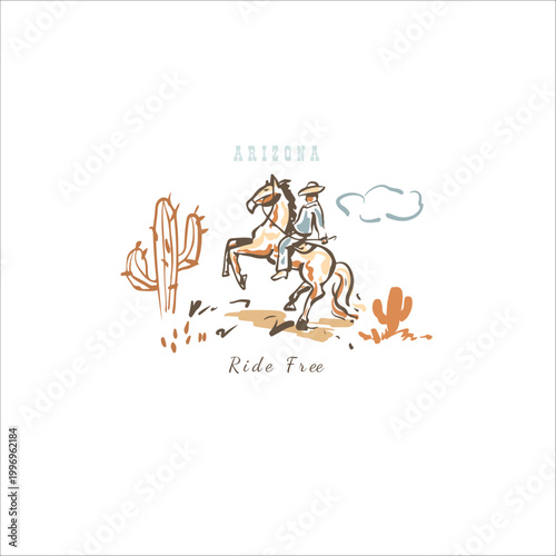 Cowboy in desert pattern