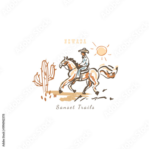Cowboy in desert pattern
