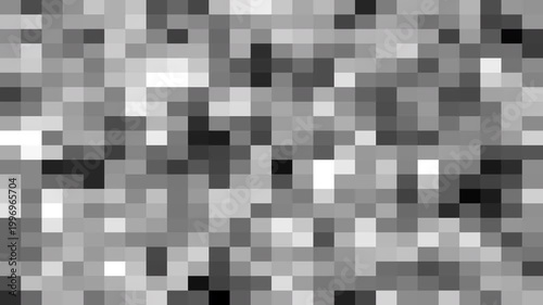 Pixel uncensored censored animation. Abstract black and white pixels geometric background.