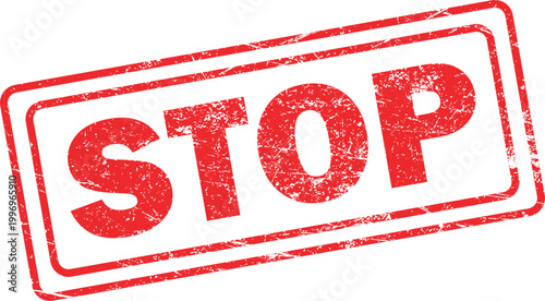 Red stop sign stamp with distressed texture