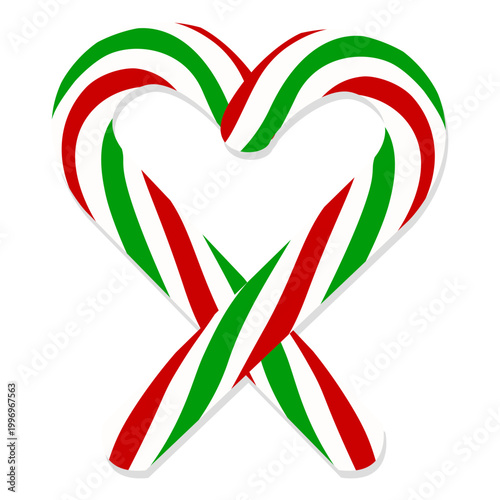 Candy Cane Heart Christmas Icon Festive Holiday Symbol