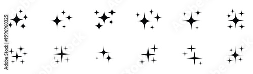 Sparkles, stars and bursts icons, twinkling stars. Set sparkles star symbols vector. Bright sparkle, star sparkle, shiny flash star. Star shine sparkle icon.