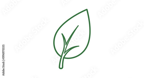 Simple green leaf line art icon. Nature, ecology, and eco-friendly vector graphic design element.