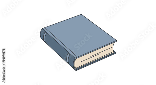Simple illustration of a closed blue book, lying flat. Concept for education, learning, knowledge, reading, and study.