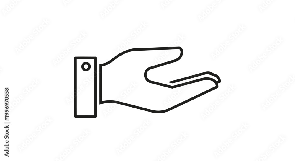 Fototapeta premium Hand icon vector illustration. Open palm gesture for giving, receiving, holding, or helping. Minimalistic flat outline design graphic.