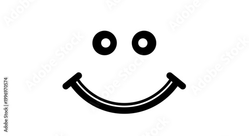 Simple vector illustration of a happy smiley face icon expressing joy, positivity, good mood, and general well-being
