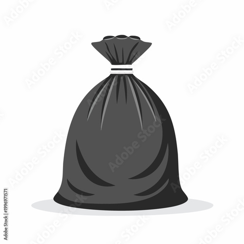 Black garbage bag tied with a string