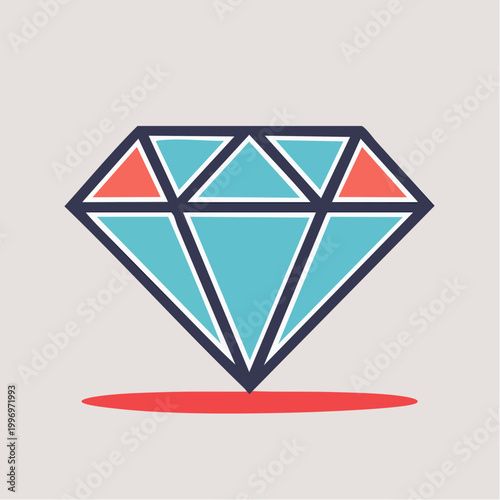 Stylized Diamond Icon with Red Shadow