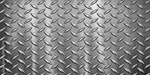 Bild auf Leinwand Seamless industrial silver metal diamond plate texture featuring a rough gray st