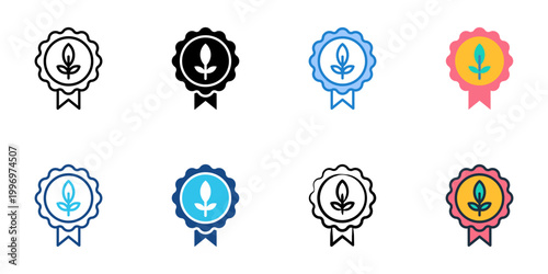 Environmental branding icons set multiple style collection. Editable stroke 
