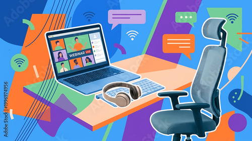 Dynamic Illustration of Remote Work and Virtual Communication via Online Video Conference with Diverse Participants